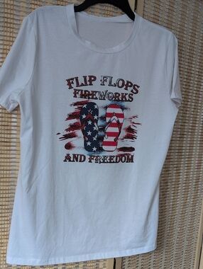 Woman's Graphic Tee with Red White & Blue Accents